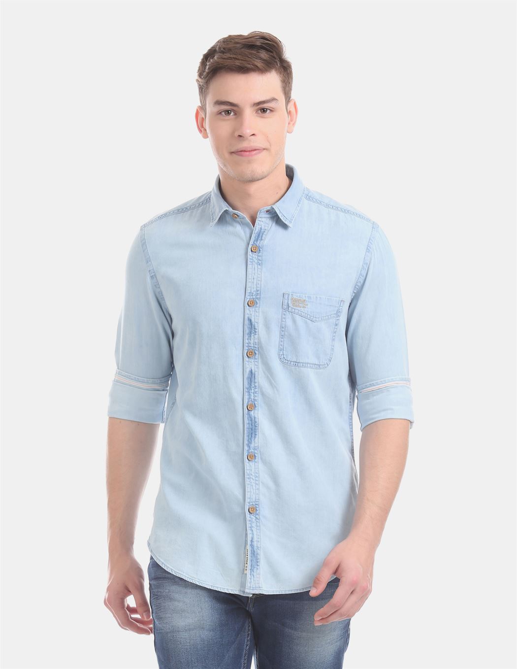 U.S.Polo Assn. Men Casual Wear Blue Shirt